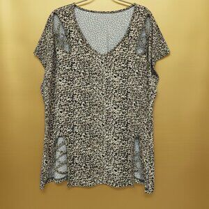 SHEIN* Leopard Print Blouse* V-neck* Lattice/Cage Detailing* Size: 0XL